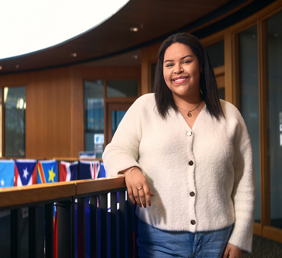 Finn in front of College Hall 